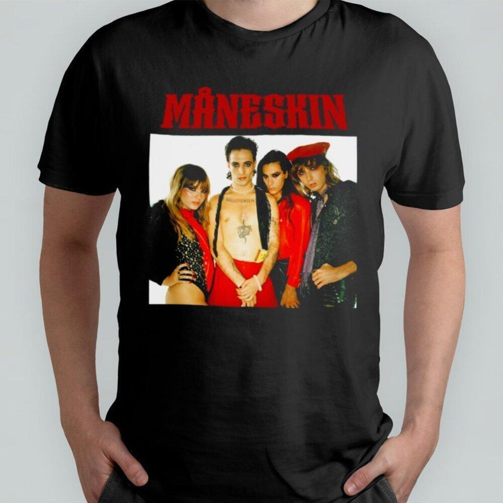 Maneskin Band Music T Shirt Retro Rock Concert Graphic Fan Gift Tee